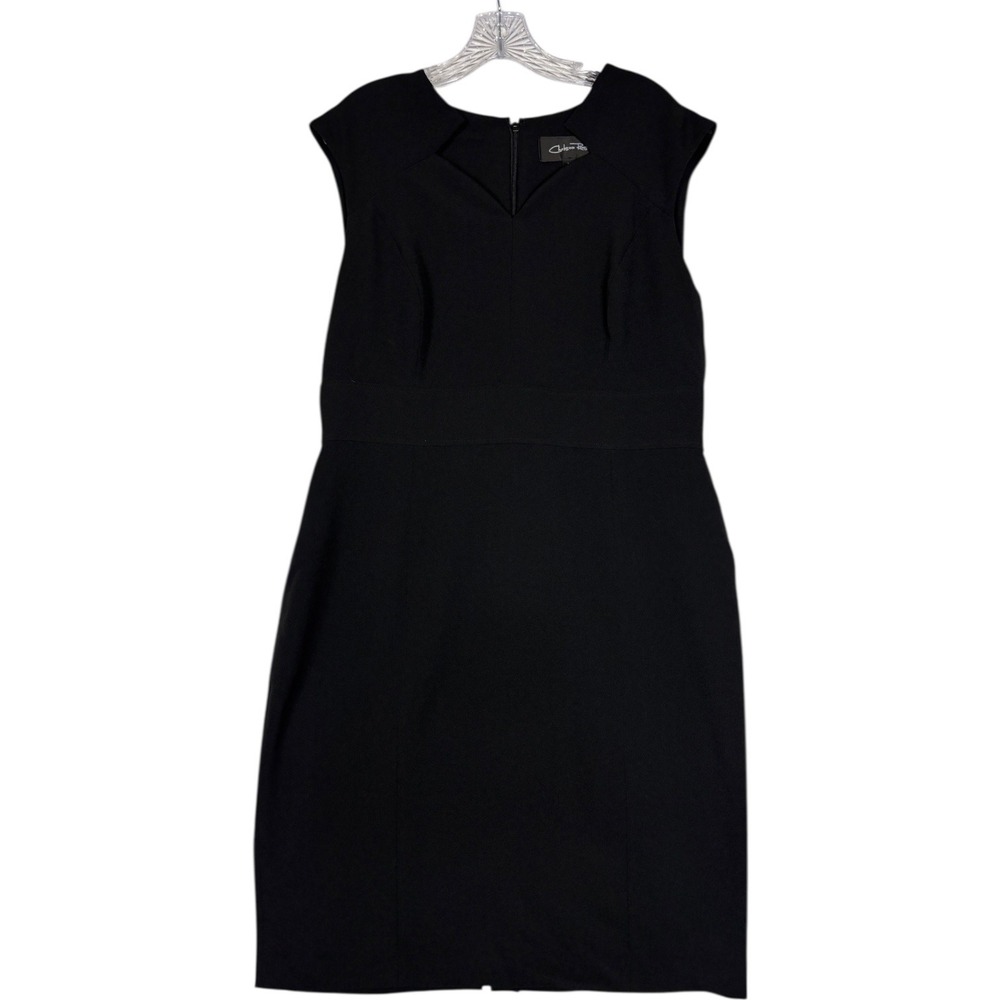 Chelsea Rose Womens Black Sleeveless Sheath Dress Sz 16 Stretch Career Business